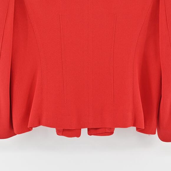 Vtg EMANUEL UNGARO Jacket Womens Size 8 Petite Solid Red Full Zip Blazer Classic - Picture 6 of 14